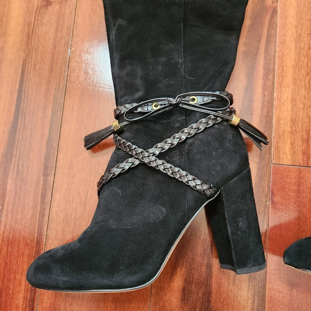 Louise et Cie Black Suede Leather Knee High Boots 9.5
